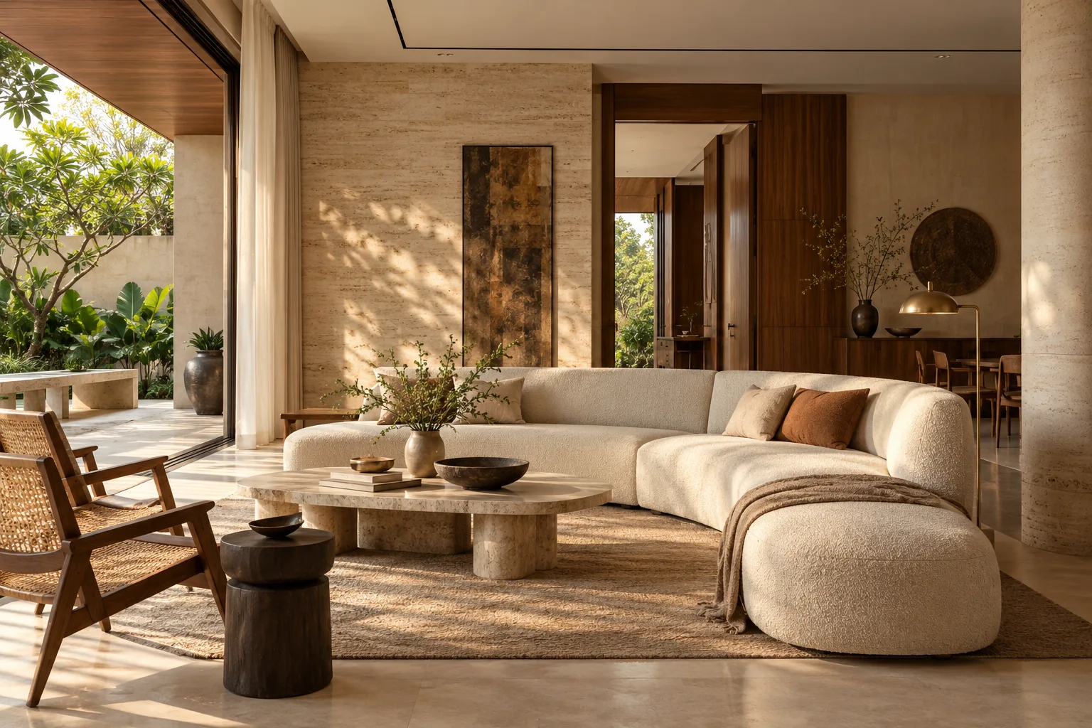 Finished photorealistic render of a living room